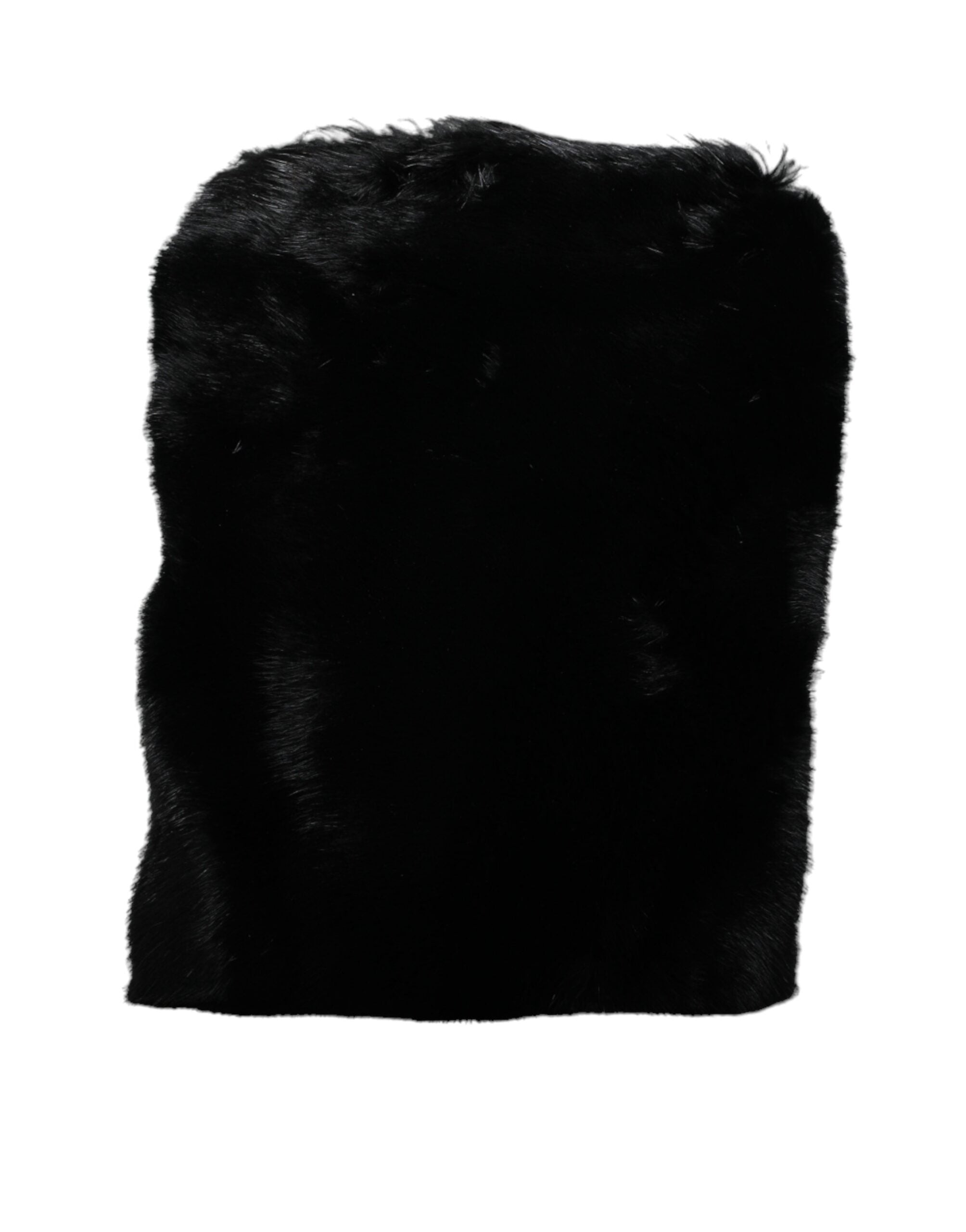 Dolce & Gabbana Black Faux Fur Silver Chain Crossbody Shoulder Bag Handbag
